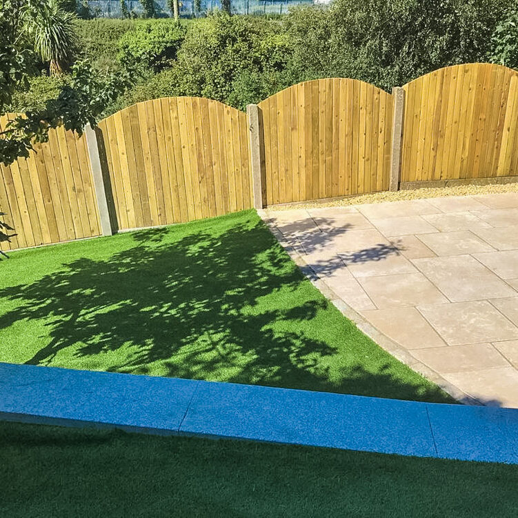 Sunken patio with fencing