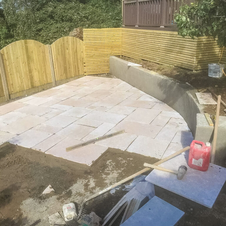 Sunken patio with fencing (in progress)