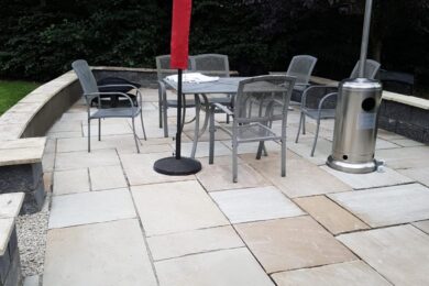 Paving and walled patio