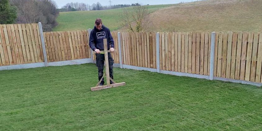 Hit and miss fencing and new lawn turf Hit and miss fencing and new lawn turf