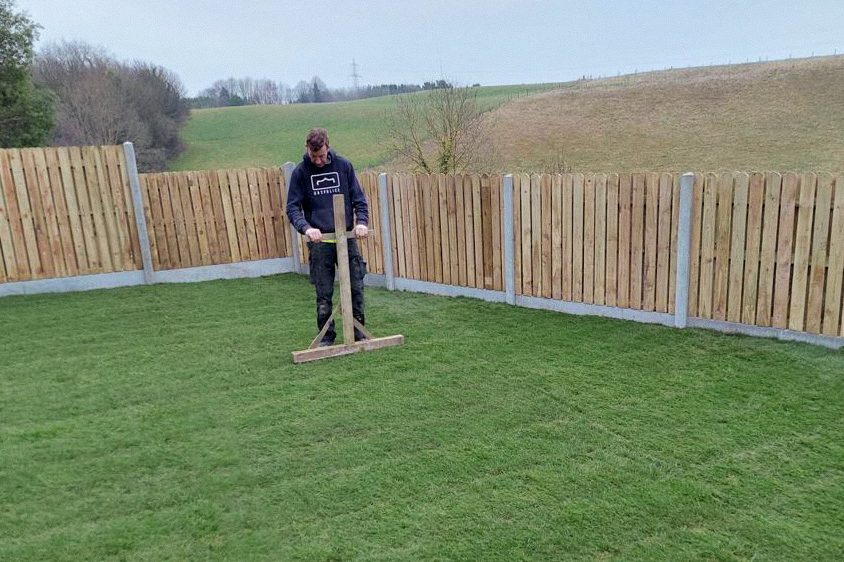 Hit and miss fencing and new lawn turf